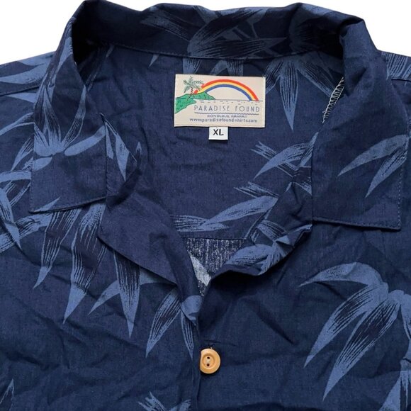 Paradise Found Shirt Mens Size XL Short Sleeve Hawaiian Floral Rayon Blue NWT - Picture 3 of 6